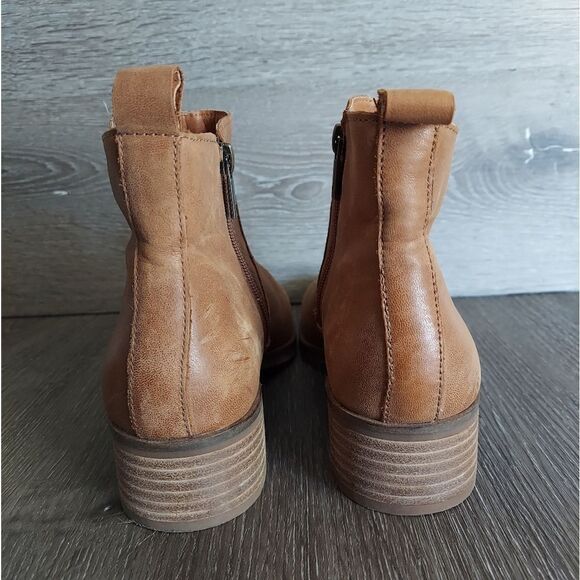 Lucky Brand Prenma Ankle Bootie | Block Heel | Cognac | Size 7 - Picture 5 of 10